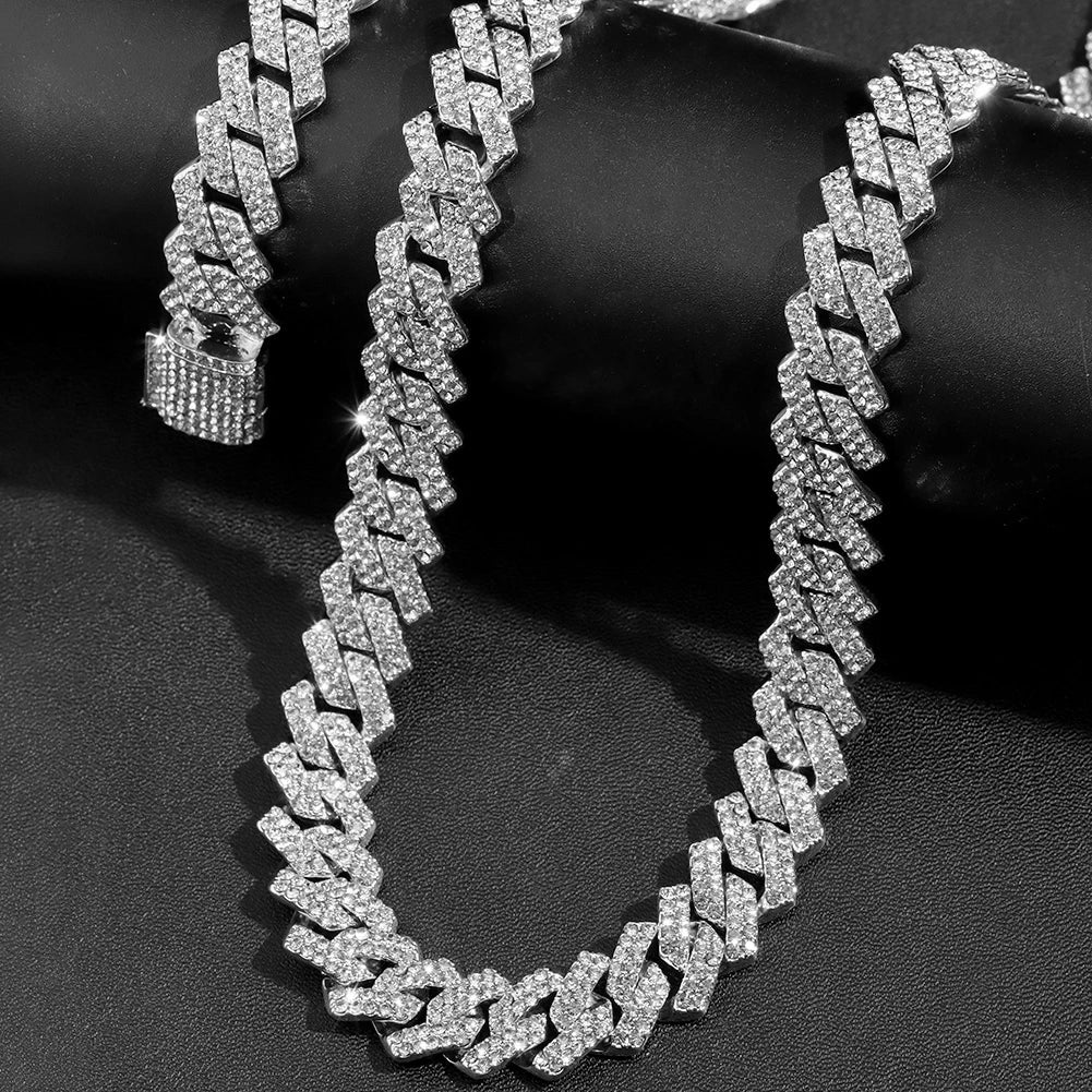 Prong Diamond Chain | 14mm Gold & White Gold