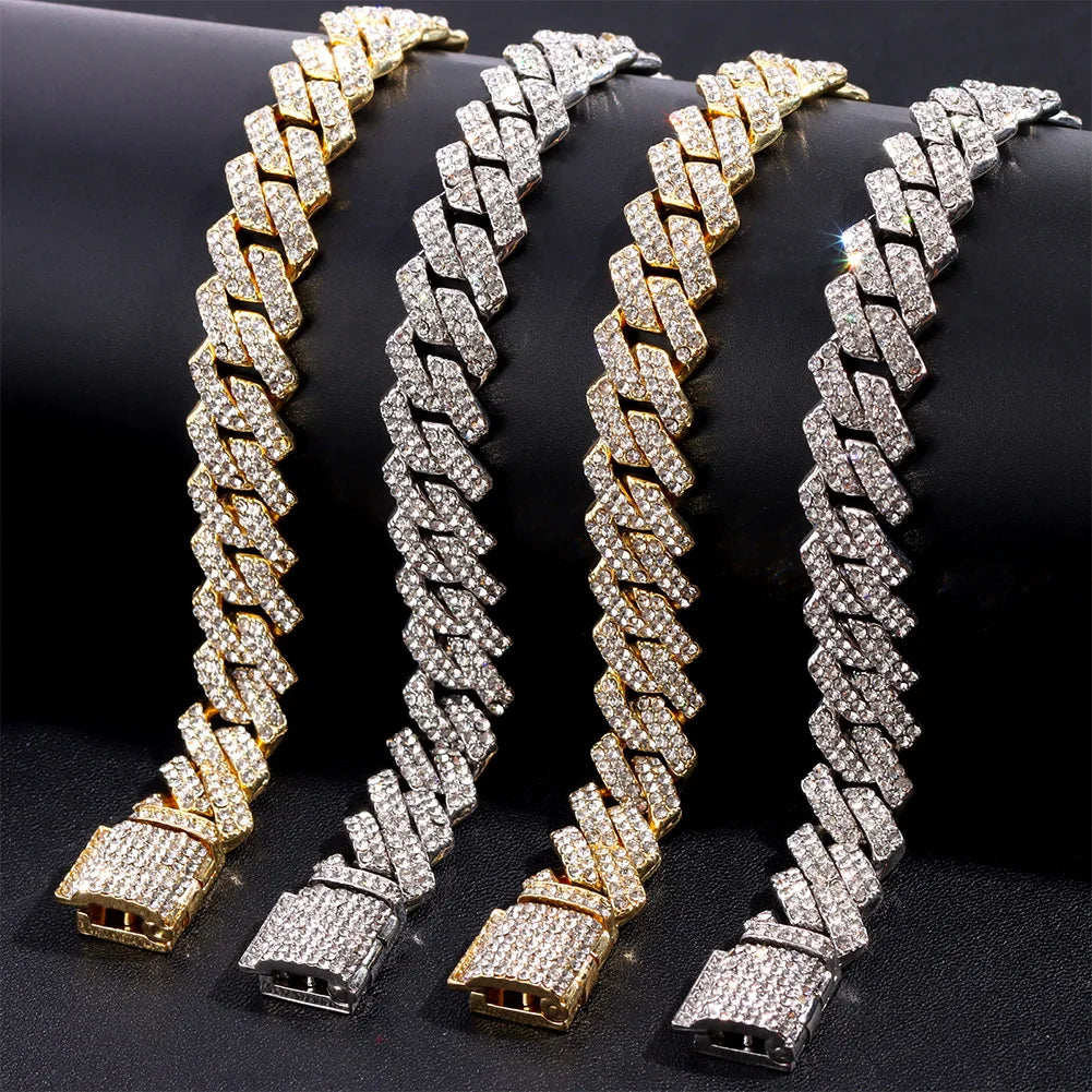 Prong Diamond Chain | 14mm Gold & White Gold